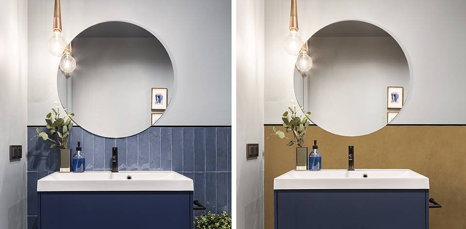 azulejos microcemento calabaza pared banyo