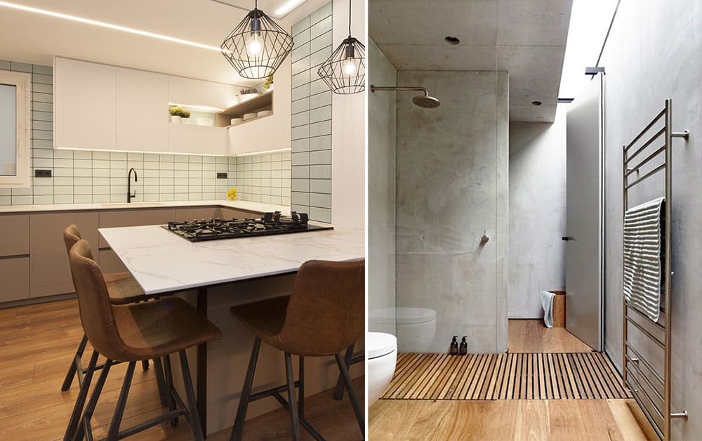 parquet cocina bano
