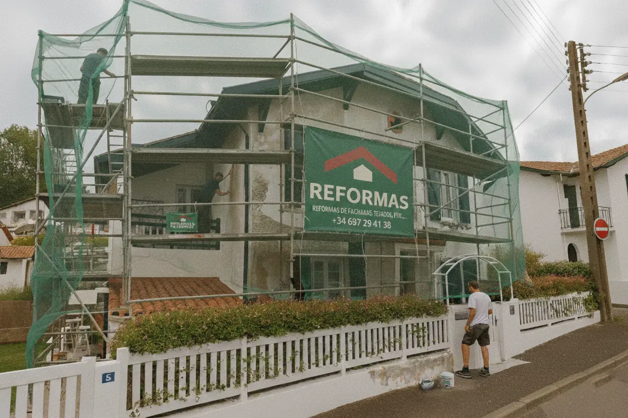 Diagnostic de façade à Biarritz — Reformas Ordoñez carnet de diagnostic et enduit sondé sur une façade à Biarritz