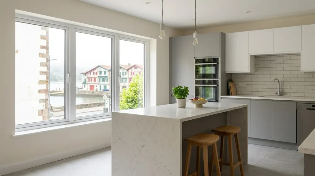Reforma de cocina en Hendaya con materiales adecuados al clima húmedo de la costa vasca — Reformas Ordoñez