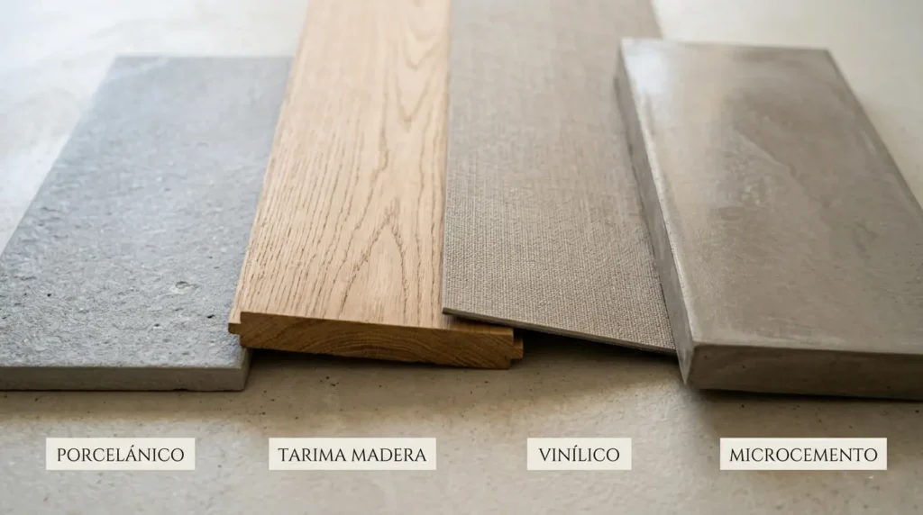 Tipos de suelo para piso: porcelánico, tarima, vinílico y microcemento en la zona vasca — Reformas Ordoñez 