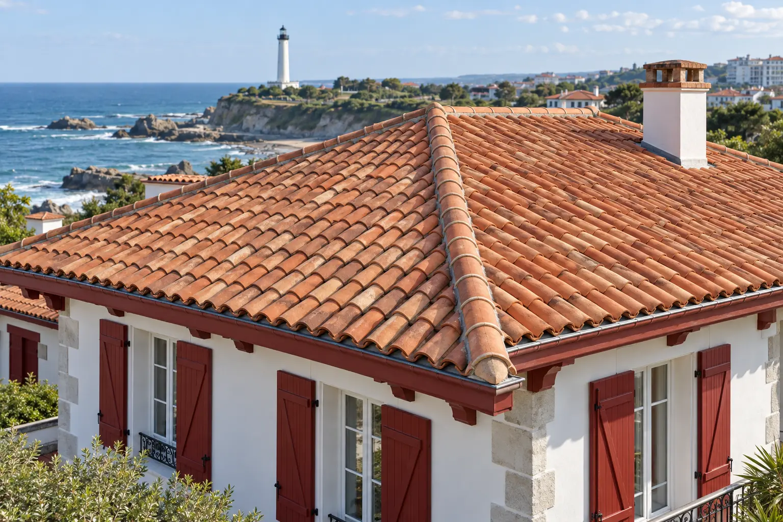 résultat couverture en tuiles canal refaite à l'identique sur une villa près du phare de Biarritz
