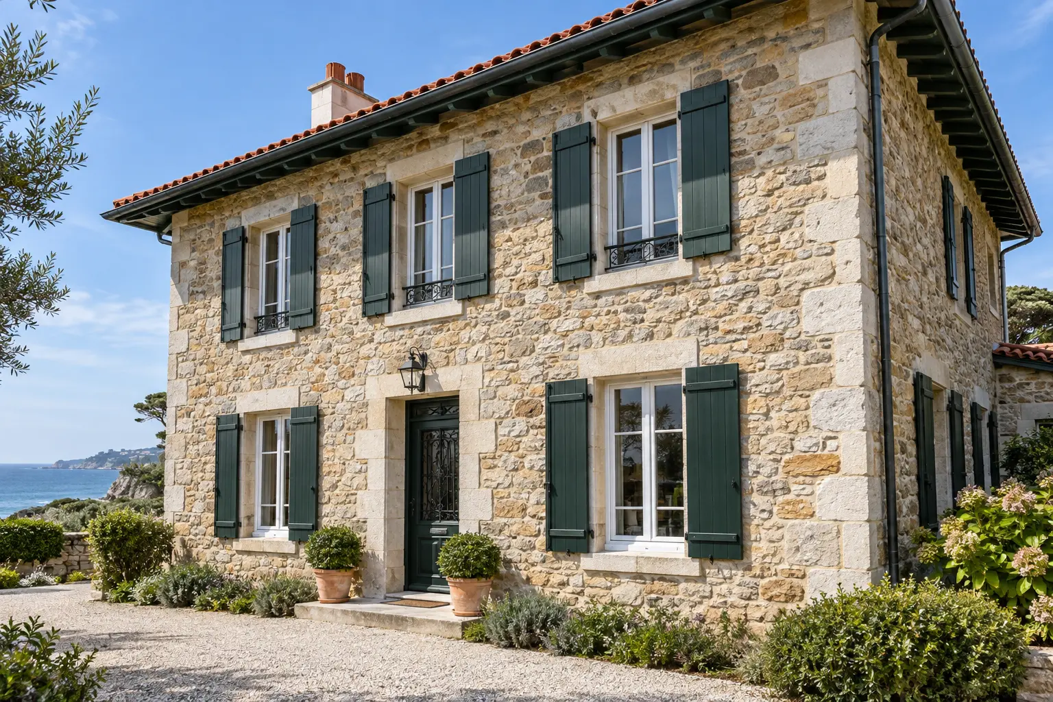  résultat nettoyage de façade en pierre à Biarritz — joints d'origine préservés