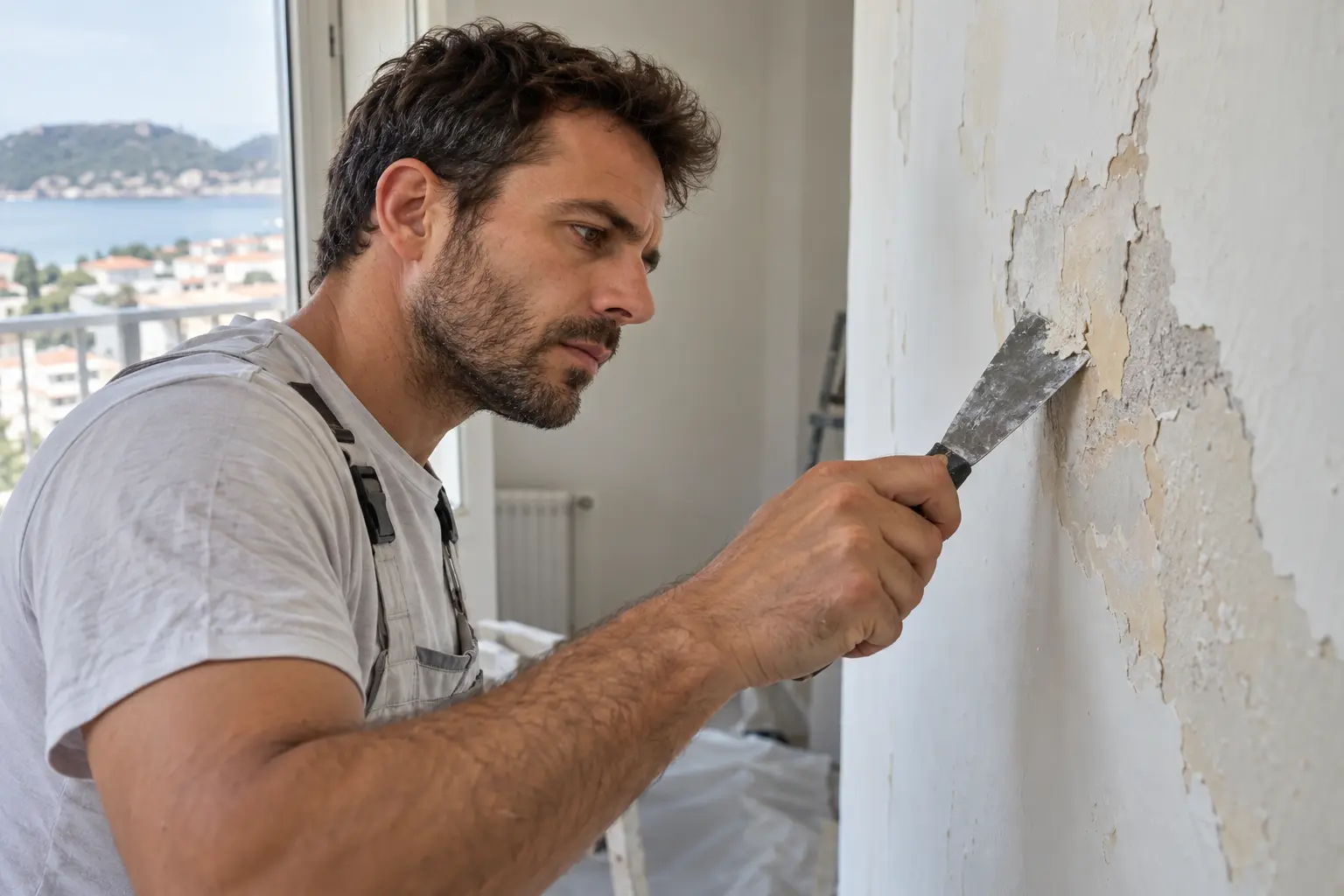 Peinture de façade extérieure à Biarritz — Reformas Ordoñez peintre façadier appliquant une peinture minérale sur une maison à Biarritz