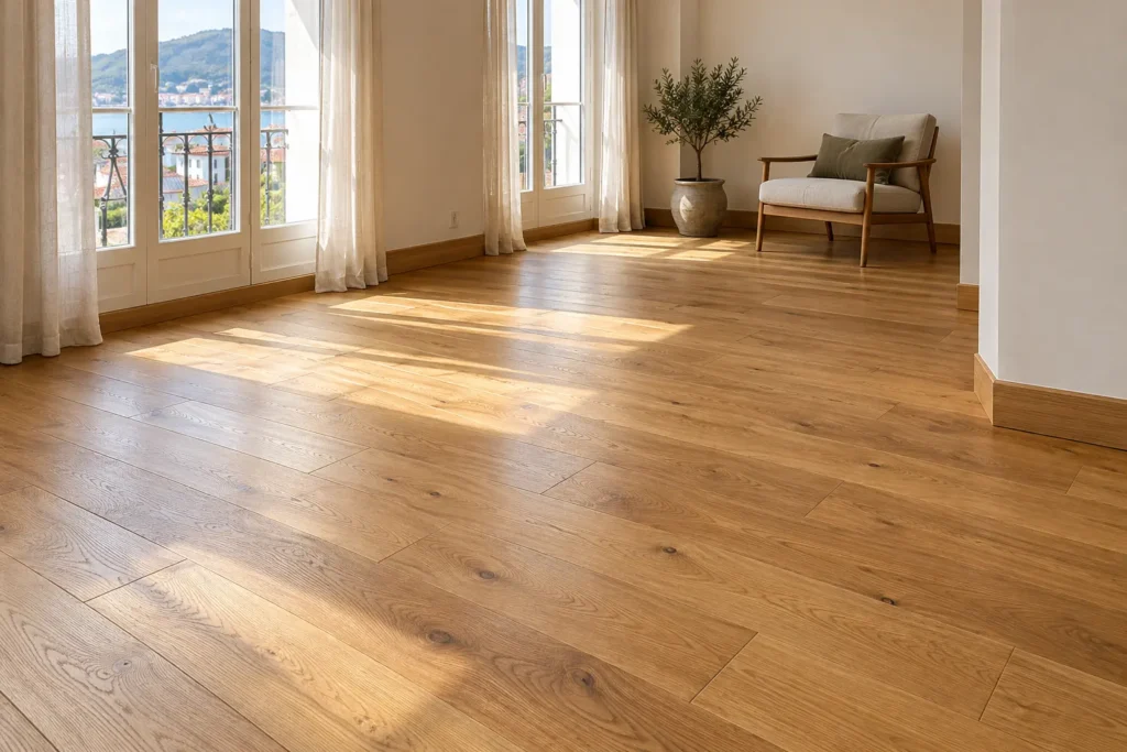 parquet chêne massif posé à point de Hongrie dans une villa à Biarritz